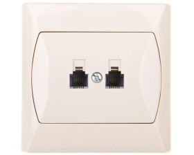 AKCENT Gniazdo telefoniczne podwójne RJ11 równoległe beżowe GPT-2AR/01