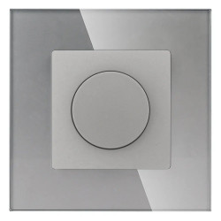 Ściemniacz dimmer 500W, 80W dla LED, regulator obrotów wentylatora - szklana ramka - szary - Tawoia Glass