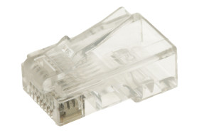 Wtyk; RJ45 8p8c; 3RJ45PD kat.5e; na przewód; proste; przewód płaski drut; przezroczysty; zatrzaskowe; RoHS