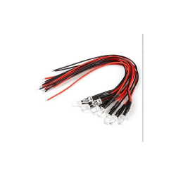 DIODA LED 5mm CZERWONA CLEAR 12V Z PRZEWODEM KONTROLKA SYGNALIZACYJNA 05801