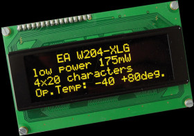 EA W204-XLG OLED display, 4x20, 98x60mm, yellow