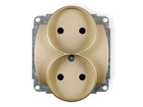 TREND Gniazdo podwójne bez uziemienia do ramki poziomej (przesłony torów prądowych) złoty 6GPR-2p KARLIK