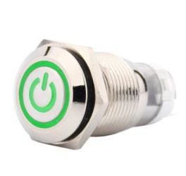 Przycisk wandaloodporny PBW-16APP bistabilny zielone podświetlenie 12V