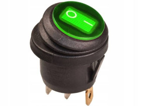 PRZEŁĄCZNIK ZIELONY OKRĄGLY IP65 WODOODPORNY 16A 12 V PODŚWIETLENIE 12V