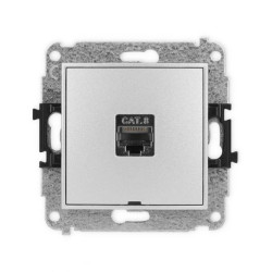 ICON Mechanizm gniazda komputerowego pojedynczego 1xRJ45, kat. 8, ekranowane, 8-styk, bez pola opisu srebrny metalik 7IGKBO-11