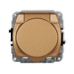 TREND Gniazdo bryzgoszczelne z/u (klapka złoty metalik) złoty metalik 8GPB-1zp