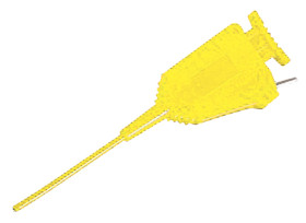 Zacisk testowy mini, Żółty, Mosiądz, stal