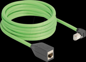 80888 Cat.6a extension cable, bottom-angled, SF/UTP, 5 m, green