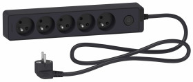 Odace Przedłużacz 5 gniazdowy z łącznikiem 1,5m antracyt ST9351B