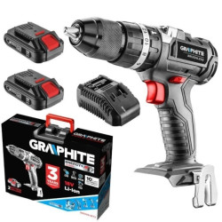 Wiertarko-wkrętarka akumulatorowa 18V Li-Ion z uchytem samozaciskowym 13mm 58G022-AD + akumulatory, ładowarka i walizka GRAPHITE