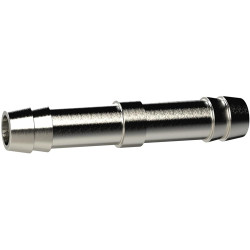 Double hose nozzle, L 49 mm, 16 bar, brass, nickel-plated, for hose, 136543
