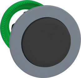 Pushbutton, unlabeled, unlit, groping, waistband round, black, front ring light gray, mounting Ø 30.5 mm, ZB5FL2C0