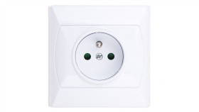 Akcent Gniazdo Pojedyncze Z/U Z Przesłonami Białe Gp-1Azp/00