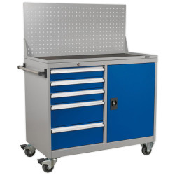 Sealey API1103A Industrial Mobile Workstation 5 Drawer &amp; 1 Shelf Locker