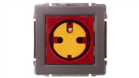 Kos66 Gniazdo Pojedyncze Z/U Data Z Kluczem Uprawniającym Czerwone/Grafit 666043