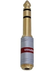 VITALCO JP112 CHROME Przejście Adapter AUX Jack 6,3mm Stereo (wtyk) / mini Jack 3,5mm Stereo (gniazdo) pozłacany