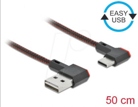 85280 USB 2.0 cable, EASY A connector to C connector, angled, 0.5 m.
