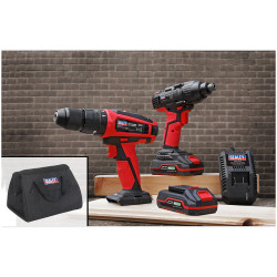 Sealey CP20VDDCOMBO 20V Cordless Hammer Drill/1/4&quot;Hex Impact Driver Combo Kit