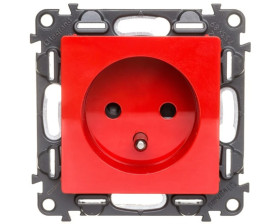 VALENA LIFE Gniazdo pojedyncze z/u 2P+Z czerwone 753189