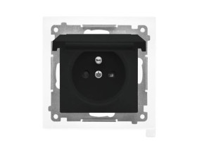 SIMON 55 Gniazdo pojedyncze z uziemieniem szybkozłącza IP44 z uszczelką klapka w kolorze czarny mat TGZ1BCZ.01/149 KONTAKT SIMON