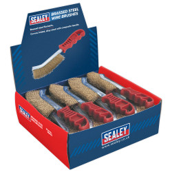 Sealey WB05DB24 Wire Brush Brassed Steel Plastic Handle Display Box of 24