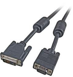 Adapter cable, 3 m, black, DVI-A (12+5) plug, straight to VGA 15 pole plug, straight, K5436.3
