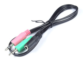 Przejście JACK 3.5 gniazdo 4pin - 2 x JACK 3.5 wtyk