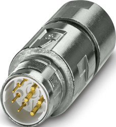 Plug, M23, 8 pole, crimp connection, ONECLICK quick locking system, straight, 1628781