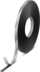 High-efficiency adhesive tape, 25 x 1 mm, double sided, foamed acrylate, black, 25 m, 07074-00012-24