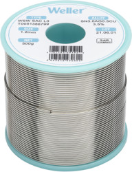Solder, lead-free, SAC (Sn3.0Ag0.5Cu3.5%), Ø 1.2 mm, 500 g, WSW SAC L0 1,2MM 500G