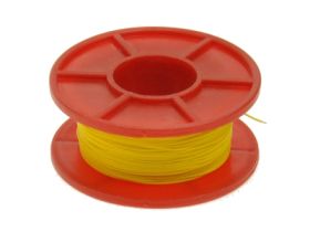 Przewód; montażowy; Kynar 50m; 1 żyła; drut; Cu; srebrzony; 0,25mm; żółty; PVDF; kynar; max +135°C; 300V; szpula 50m; Weiyang; R