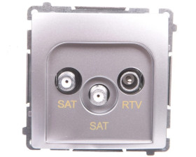 Simon Basic Gniazdo antenowe podwójne końcowe SAT-SAT-RTV srebrny mat BMZAR+SAT3.1-P2.01/43