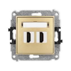 MINI Mechanizm gniazda podwójnego HDMI 2.1, 8K złoty 29MHDMI-6