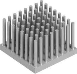Pin heatsink, (L x W x H) 29 x 29 x 20 mm, 3.7 to 1.25 K/W, natural aluminum, 10006859