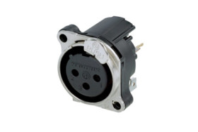 XLR panel socket, 3 pole, gold-plated, NC3FBV1-DA
