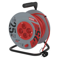 Przedłużacz zwijany 25m 3x1,5mm na bębnie, 4 gniazda, IP20