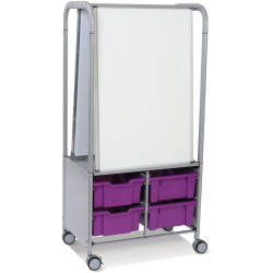 MakerHub Trolley With 2 Magnetic Boards &amp; Plum Purple Gratnells Trays
