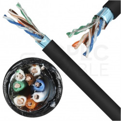 Kabel sieciowy F/UTP kat.5e skrętka 4x2x0,5mm zewnętrzny żelowany PE czarny NEKU