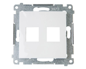 Simon 54 Pokrywa gniazda teleinformatycznego podwójnego 2xRJ Keystone płaska biała DKP2.01/11