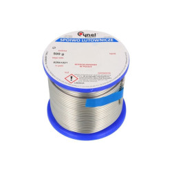 Spoiwo Sn63Pb36Ag1 1,0mm 0,5kg cyna ze srebrem i topnikiem do lutowania Cynel