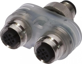 VK000044, rozdzielacz, 2x M12 4pin, M12 5pin, Gniazdo czujnika/siłownika z przewodem uziemiającym urządzenia