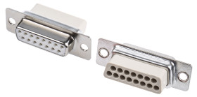 Złącze D-Sub 15-pinowe Żeński Kątowe Montaż na kablu raster 2.77mm Złoto na niklu