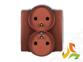 DECO Gniazdo podwójne z uziemieniem do ramki DECO Soft (przesłony torów prądowych) brązowy metalik 9DGPRSO-2zp KARLIK