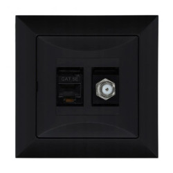 Gniazdo podtynkowe typu F + gn. RJ-45 Pola czarny, 33205
