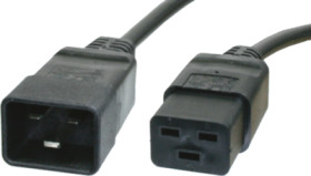 Extension cable, International, C20-plug, straight on C19 socket, straight, H05Z1Z1-F3G1.5 mm², black, 3 m, C20-H05Z1Z1F3G150-C1