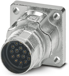 Surface mount socket, M17, 17 pole, crimp connection, standard/ONECLICK quick locking system, straight, 1628927