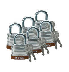 Kłódka LOTO stalowa, laminowana, szekla 20 mm, brązowa (6 szt.), 814092