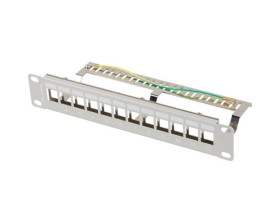 PATCH panel pusty 12 PORT 1U 10 FTPz organizerem do modułów KEYSTONE szary LANBERG PPKS-9212-S