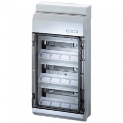 Rozdzielnica natynkowa hermetyczna 3x12 modułów IP54 295x583x129mm plastikowa drzwi transparentne HENSEL