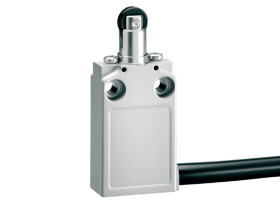 Wyłącznik krańcowy trzpień wciskany z rolką, rolka z tworzywa, obudowa metalowa, IP67, z przewodem 2 m, 1R 1Z migowe KPB1S11